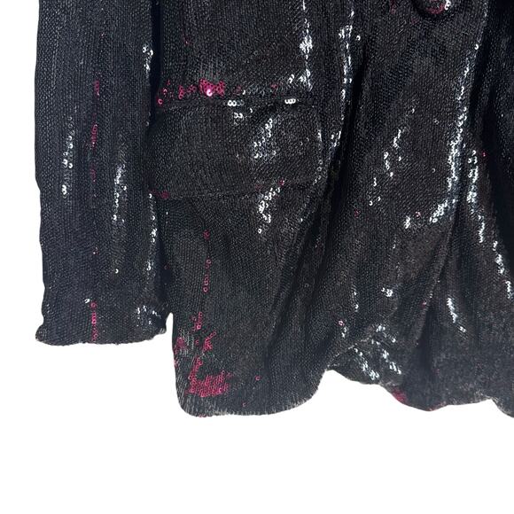 Badgley Mischka Black Pink Reverse Sequined Party Cocktail Blazer Jacket 4 - Picture 10 of 16